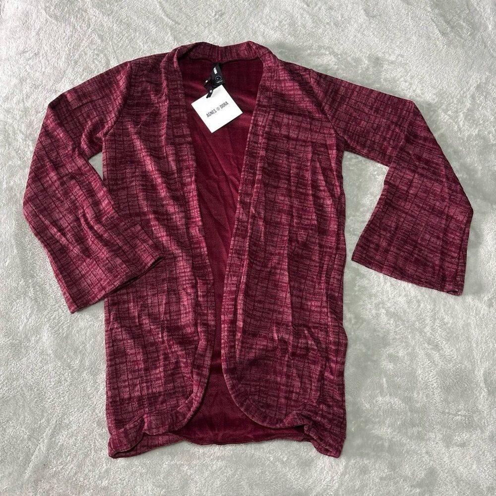 Womens burgundy textured bell sleeve cardigan fall winter layering romantic teen